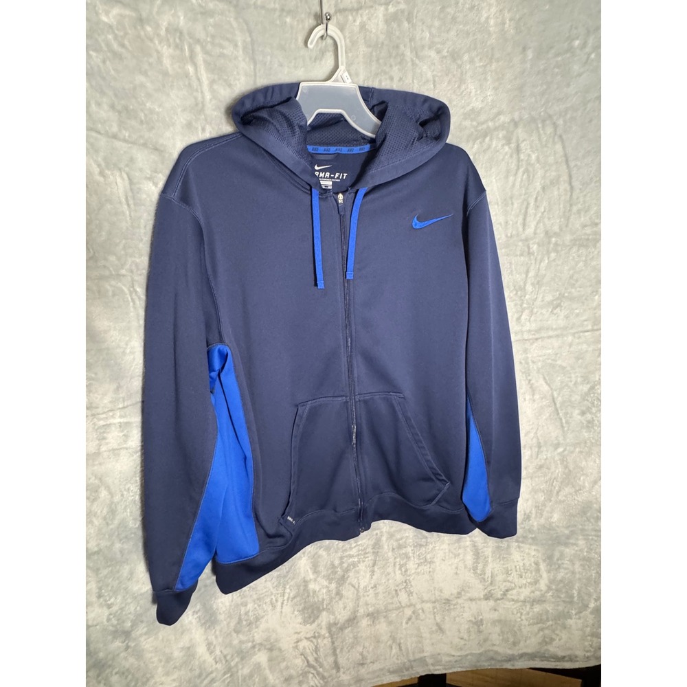 Nike hoodie men's xxl Therma-FIT Full Zip Mens Blue Colorblock Sweatshirt